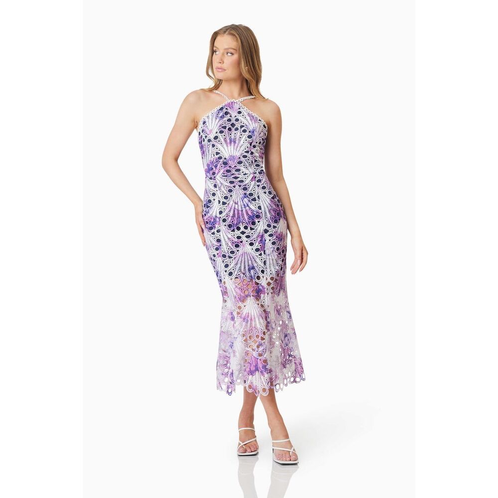 Elliatt Lavender and White Lace Halter Sheath Dress - Picture 2 of 8